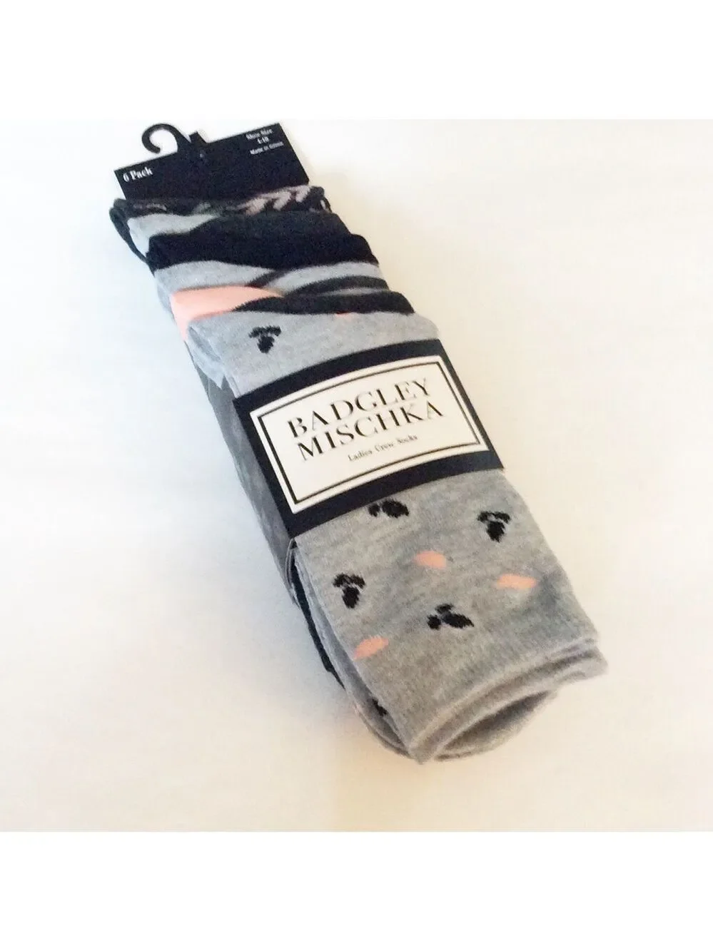 Badgley Mischka Ladies Crew Socks 6 Pairs 4 - 10